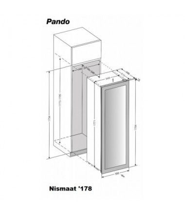 Wijnklimaatkast Pando PVMAVP 178-112CR Inbouw